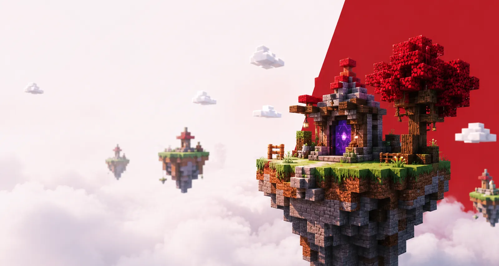 Skyblock oyun dünyasından bir sahne